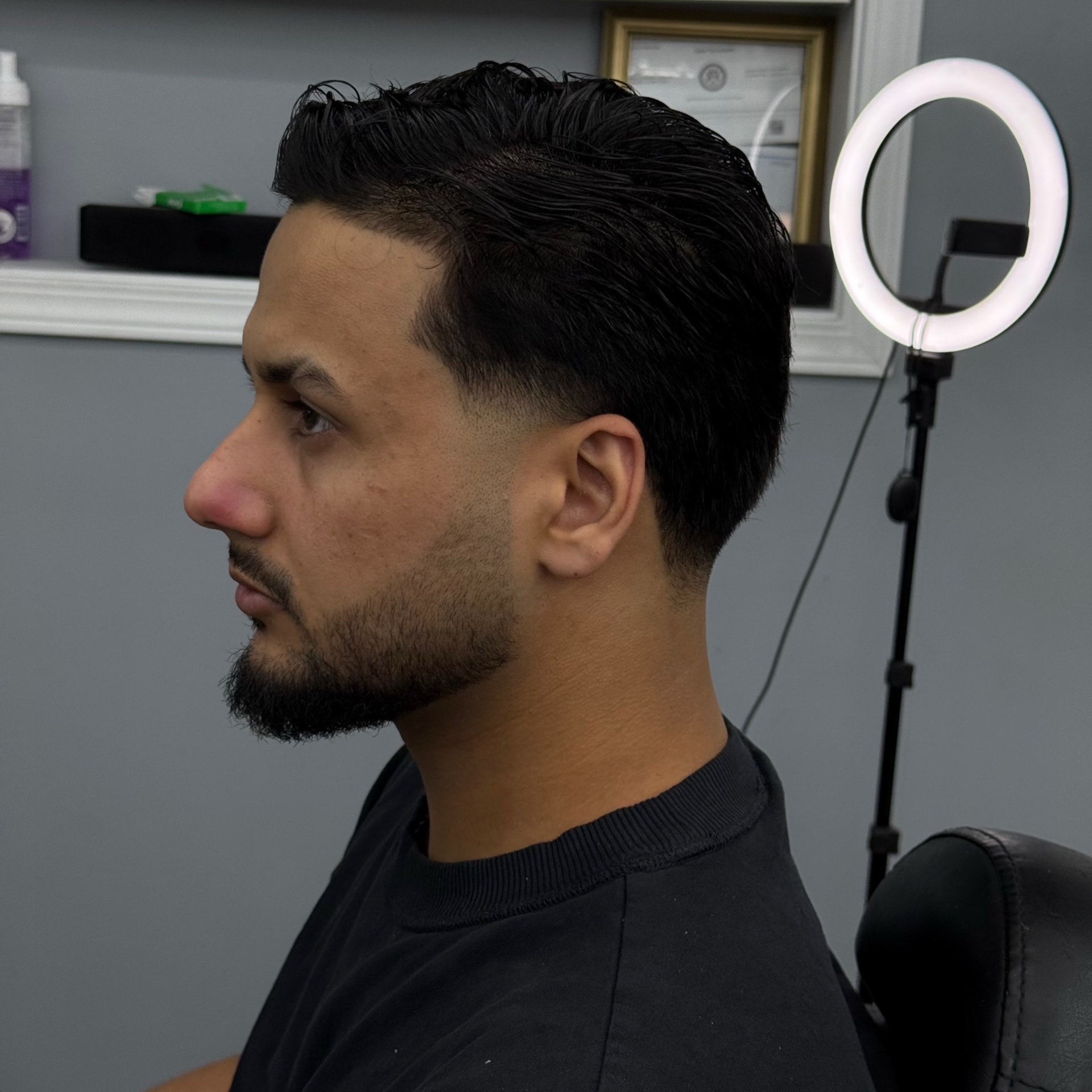 Classic taper with a combed side part